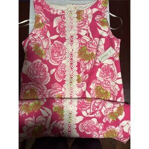 J Howard Floral Print Dress Sleeveless Lace Trim Party Cocktail Pink Size 18